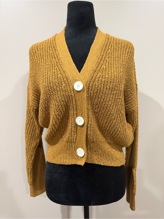 Madewell Sweaters - Madewell Greywood Crop Cardigan Sweater in Toffee/Mustard